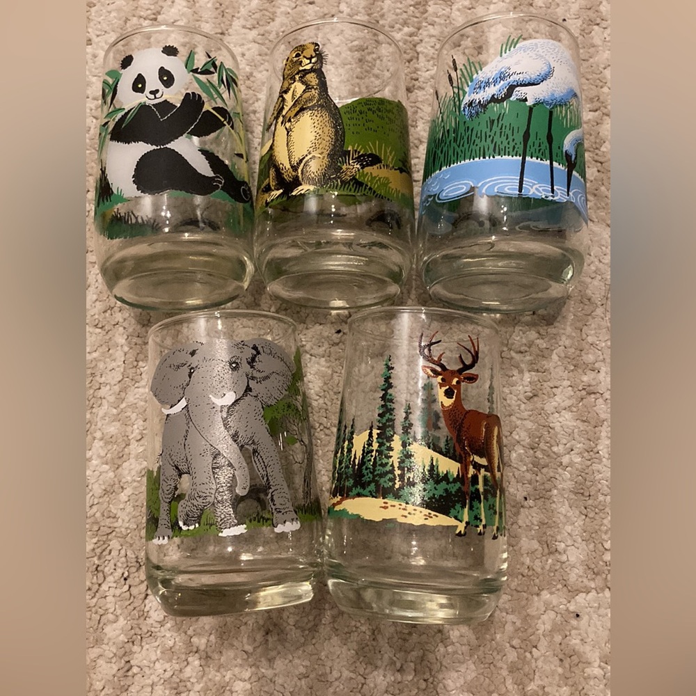 Vintage rare Brockway Glass - endangered animals glasses